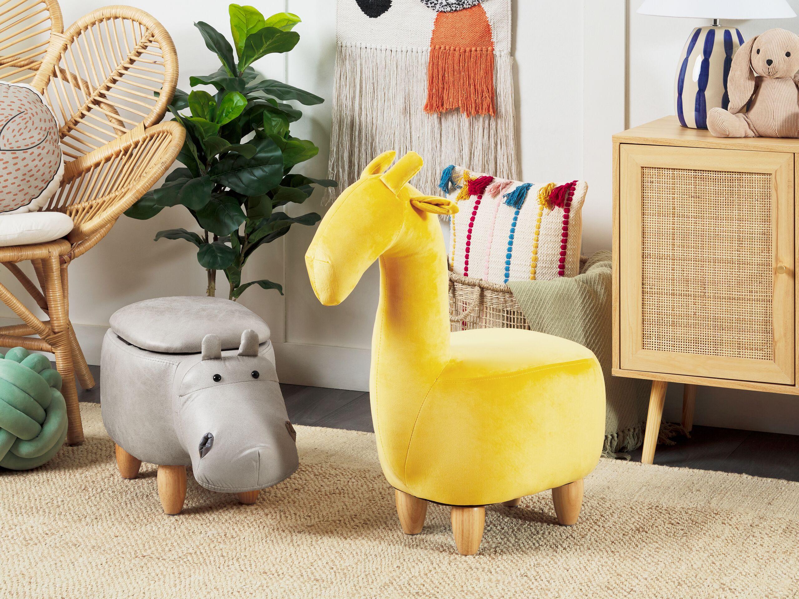 wohnli-moebel-suche-800000463063-1 TIERHOCKER Hippo 60/32/35 cm Textil Beliani Möbel > Sessel > Hocker Grau