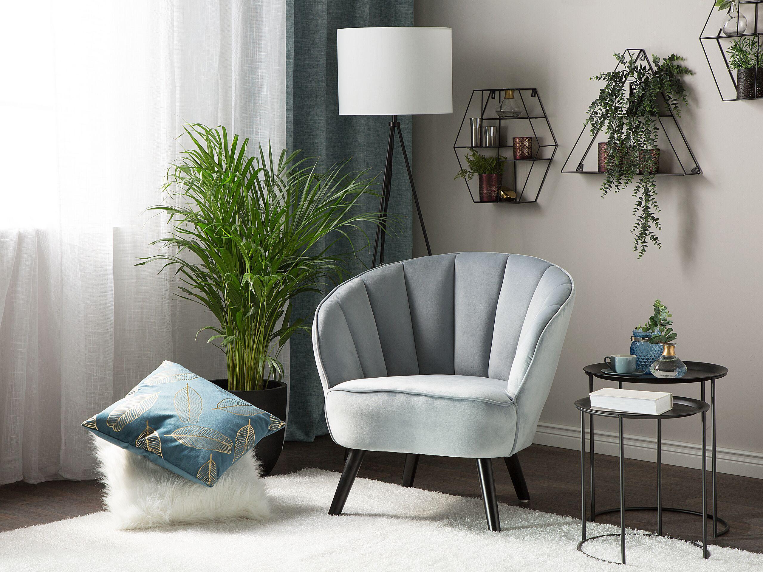 SESSEL Samtstoff Grau Dala Textil Beliani Möbel > Sessel > Polstersessel Grau