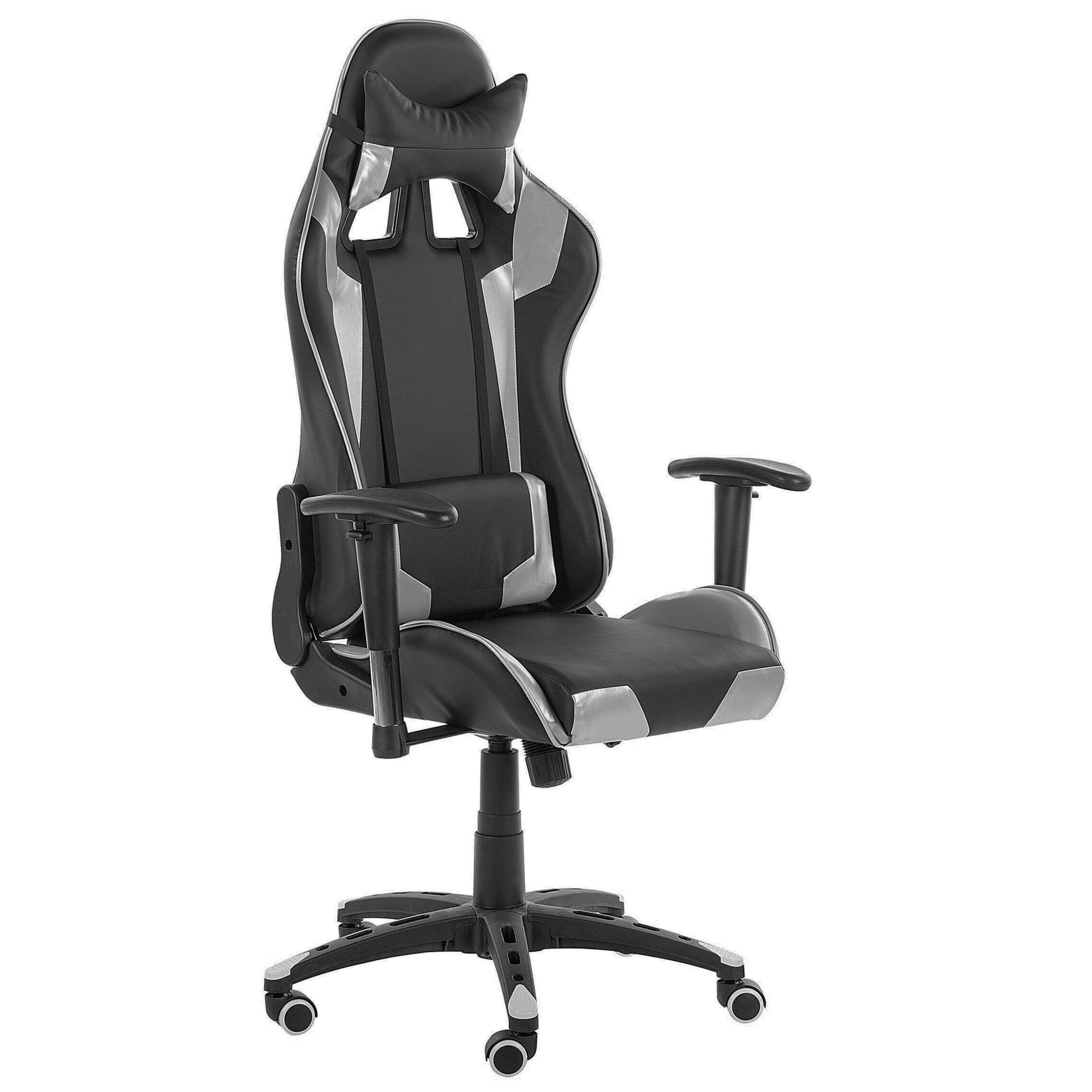 wohnli-moebel-suche-800000464732 Wohnli Möbelsuche - GAMINGSTUHL Kunstleder Schwarz/Silber Knight