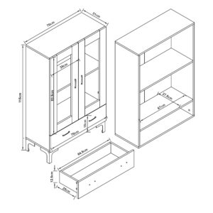 VITRINE Søndersø Holzwerkstoff, Glas [en.casa] Möbel > Schränke > Vitrinen Grau
