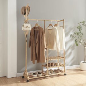 ROLLGARDEROBE Ikaalinen Holz [en.casa] Garderoben > Kleiderständer Braun