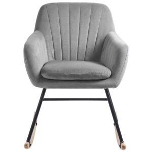 SCHAUKELSTUHL Samtstoff Grau Liarum Textil Beliani Möbel > Sessel > Relaxsessel Grau