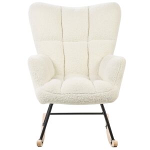 wohnli-moebel-suche-800000465590-1 SCHAUKELSESSEL Bouclé Weiß Oulu Textil Beliani Möbel > Sessel > Relaxsessel Weiß
