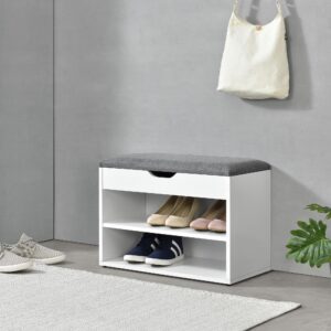 SCHUHBANK Gentofte Textil [en.casa] Garderoben > Garderobenbänke Weiß