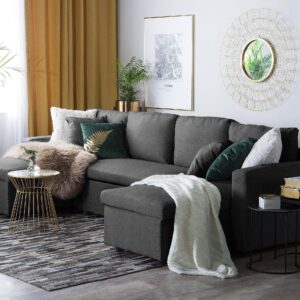 wohnli-moebel-suche-800000469596-1 SCHLAFSOFA Polsterbezug Dunkelgrau Sommen Textil Beliani Möbel > Sofas & Couches > Wohnlandschaften > Wohnlandschaften U-Form Grau