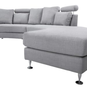 7-SITZER-SOFA mit Ottomane Polyester Grau Rotunde Textil Beliani Möbel > Sofas & Couches > Wohnlandschaften > Wohnlandschaften U-Form Grau