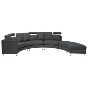 wohnli-moebel-suche-800000470011 Wohnli Möbelsuche - 7-SITZER-SOFA mit Ottomane Polyester Grau Rotunde