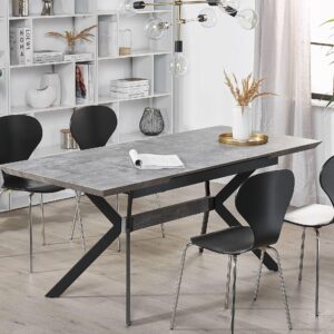 wohnli-moebel-suche-800000470818-1 ESSTISCH 140-180/80/76 cm Hellgrau Rechteckig Benson Holzwerkstoff Beliani Möbel > Tische > Esstische Grau