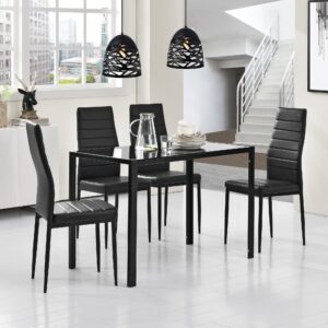 ESSTISCH Enschede Glas [en.casa] Möbel > Tische > Esstische Schwarz