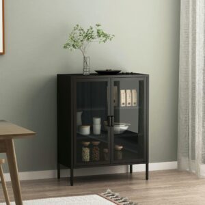 VITRINE Fauske Metall [en.casa] Möbel > Schränke > Vitrinen Schwarz