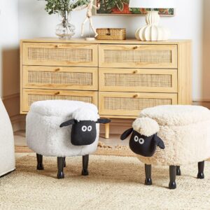 wohnli-moebel-suche-800000475141-1 HOCKER Sheep 35/55/40 cm Textil Beliani Möbel > Sessel > Hocker Beige