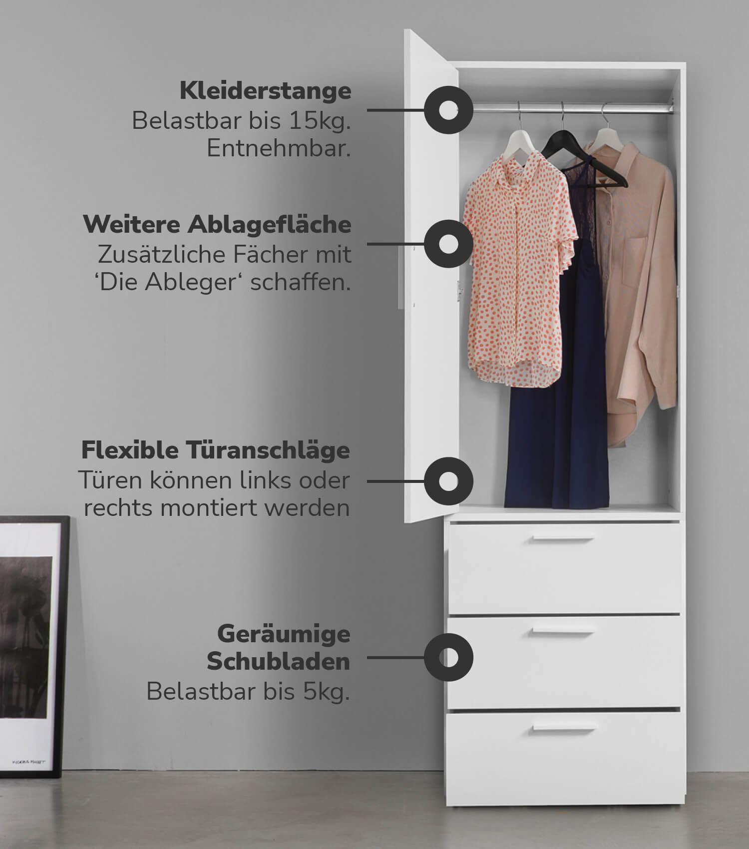 KLEIDERSCHRANK Der Grenzenlose Holzwerkstoff Mokebo Möbel > Schränke > Kleiderschränke > Drehtürenschränke Weiß
