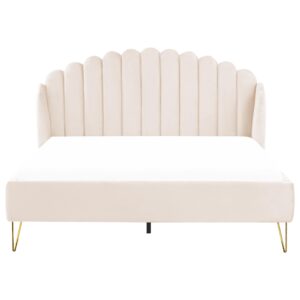 SAMTBETT 180/200cm Helles Beige Ambillou Textil Beliani Möbel > Betten Beige