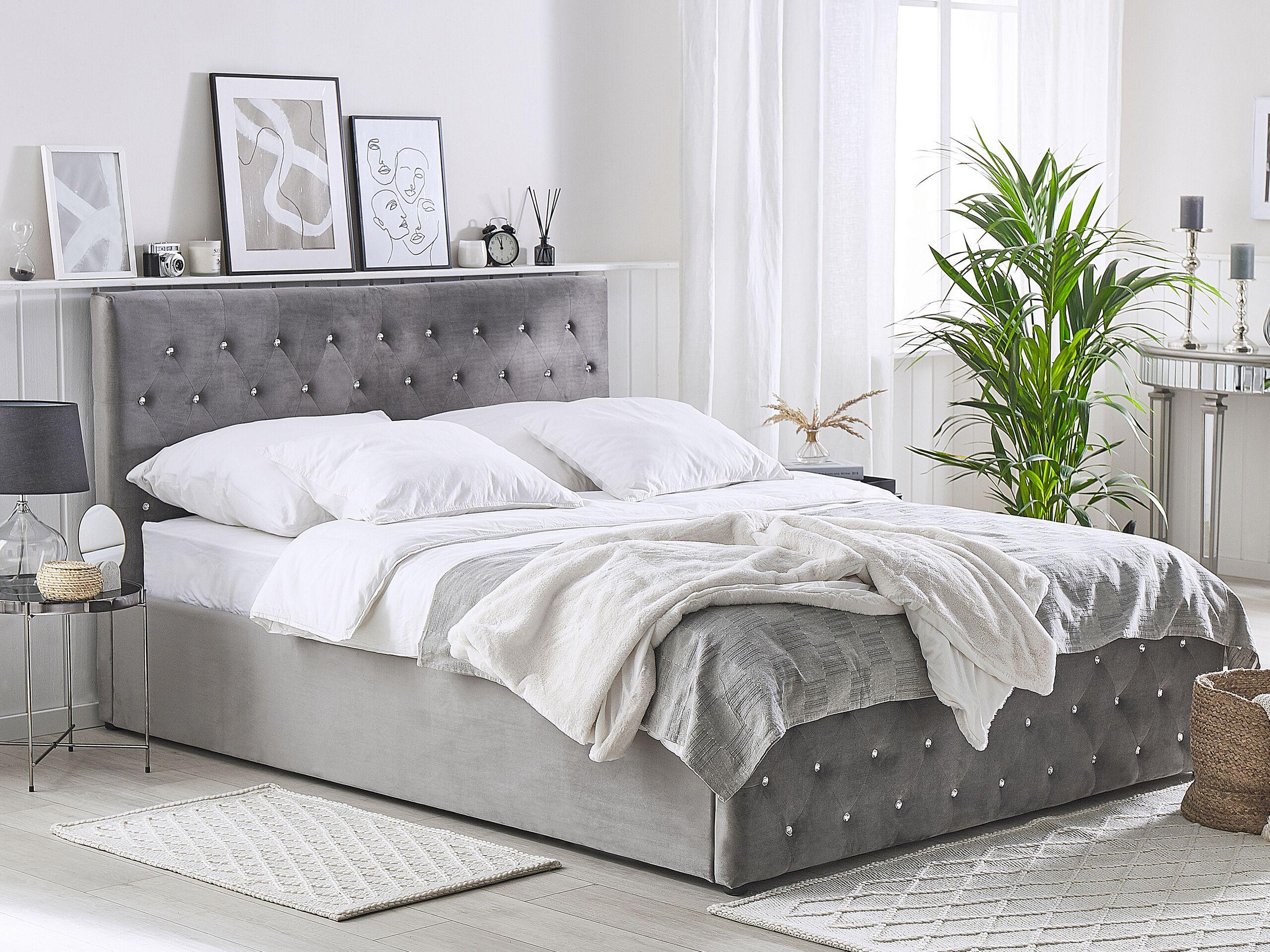 wohnli-moebel-suche-800000486789-1 POLSTERBETT 160/200cm Grau Amiens Textil Beliani Möbel > Betten > Polsterbetten Grau