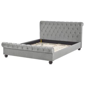 BETT 160/200cm Hellgrau Avallon Textil Beliani Möbel > Betten Grau