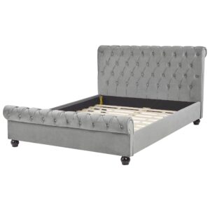 BETT 140/200cm Hellgrau Avallon Textil Beliani Möbel > Betten Grau