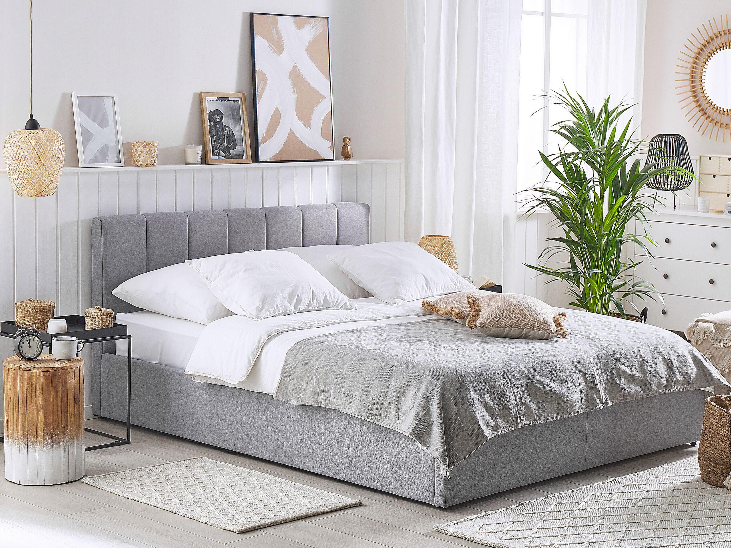 wohnli-moebel-suche-800000488641-1 POLSTERBETT 160/200cm Hellgrau Dreux Textil Beliani Möbel > Betten > Polsterbetten Grau