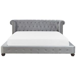 WASSERBETT 180/200cm Hellgrau Cavaillon Textil Beliani Möbel > Betten Grau