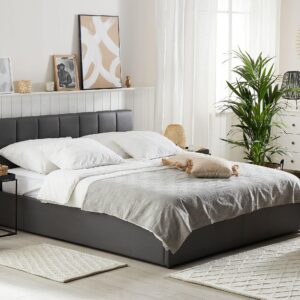 BETT 160/200cm Dunkelgrau Dreux Textil Beliani Möbel > Betten Grau