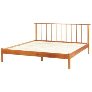 wohnli-moebel-suche-800000488749-1 HOLZBETT 160/200cm Heller Holzfarbton Barret Holz Beliani Möbel > Betten Braun