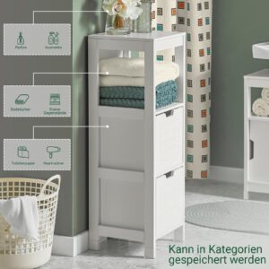 BADEZIMMERSCHRANK Kommode mit 2 Körben Weiß 30x89x30cm Holzwerkstoff SoBuy Möbel > Schränke > Badezimmerschränke Weiß