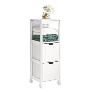 Wohnli Möbelsuche - BADEZIMMERSCHRANK Kommode mit 2 Körben Weiß 30x89x30cm