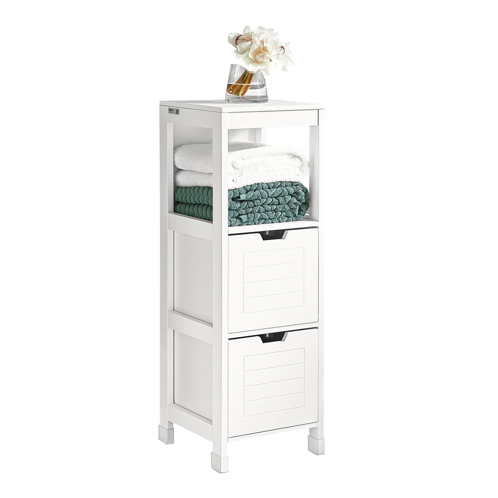 Wohnli Möbelsuche - BADEZIMMERSCHRANK Kommode mit 2 Körben Weiß 30x89x30cm