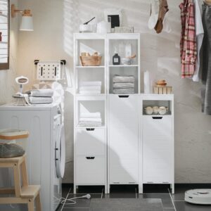 wohnli-moebel-suche-800000495482-1 HOCHSCHRANK mit Wäschesack Holzwerkstoff SoBuy Möbel > Schränke > Badezimmerschränke Weiß
