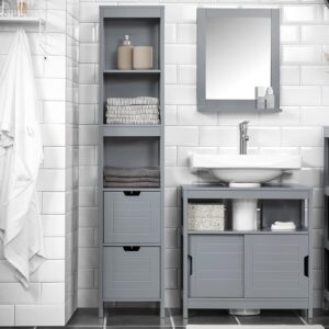 wohnli-moebel-suche-800000495484-1 HOCHSCHRANK Dunkelgrau Holzwerkstoff SoBuy Möbel > Schränke > Badezimmerschränke Grau