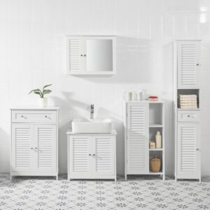 wohnli-moebel-suche-800000495516-1 BADEZIMMERSCHRANK Weiß Holzwerkstoff SoBuy Möbel > Schränke > Badezimmerschränke Weiß