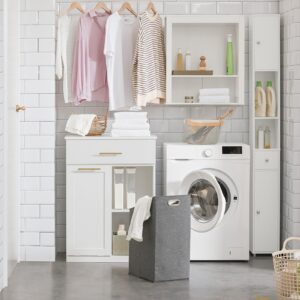 WÄSCHESCHRANK Weiß Holzwerkstoff SoBuy Möbel > Schränke > Badezimmerschränke Weiß