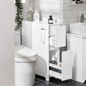 wohnli-moebel-suche-800000495537-1 NISCHENREGAL mit Rollen Weiß Holzwerkstoff SoBuy Möbel > Schränke > Badezimmerschränke Weiß