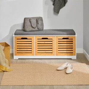 SCHUHBANK Weiß-Natur Holzwerkstoff SoBuy Garderoben > Garderobenbänke Braun
