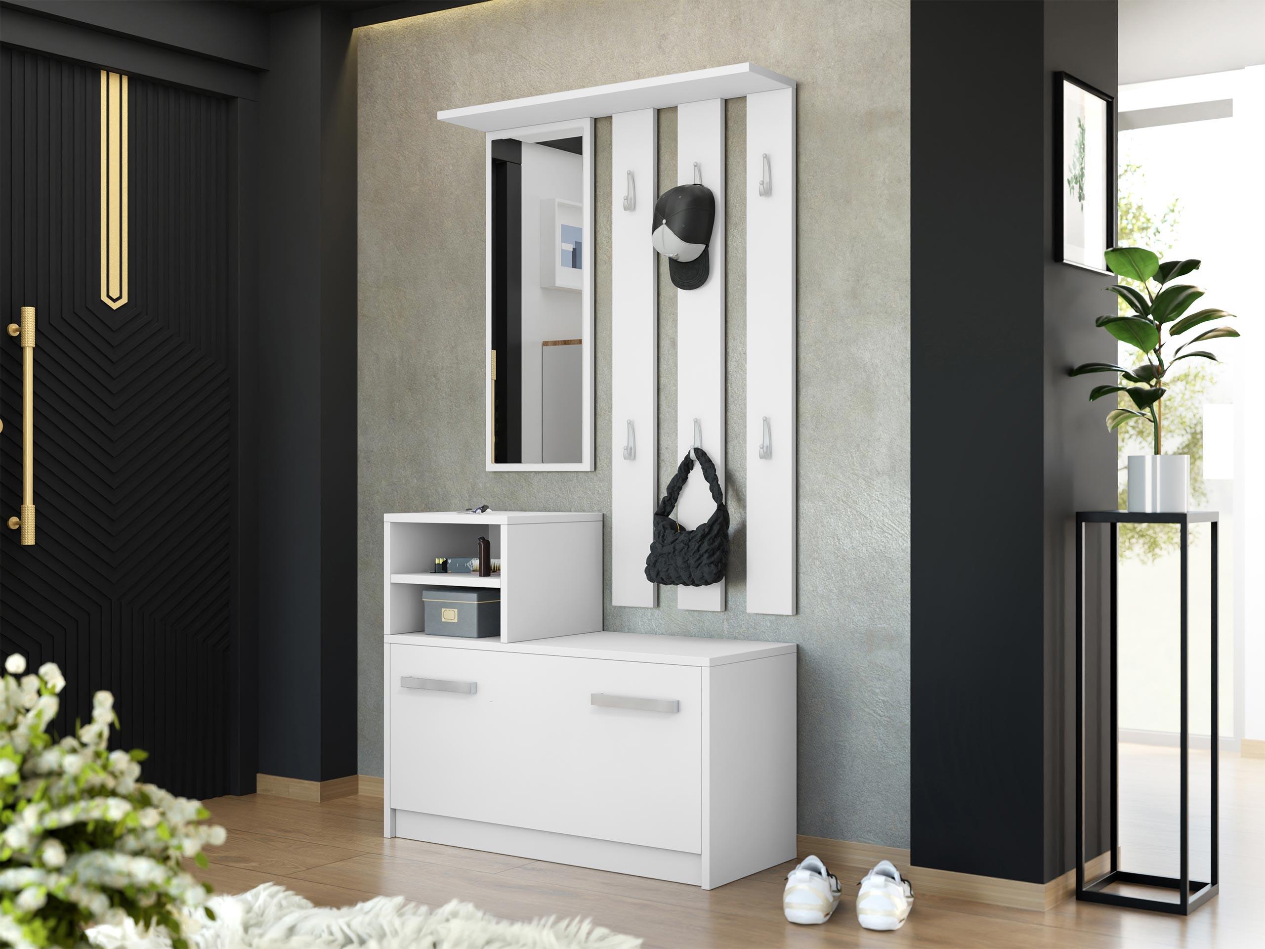 GARDEROBE Kolom Holzwerkstoff MIRJAN24 Garderoben Weiß
