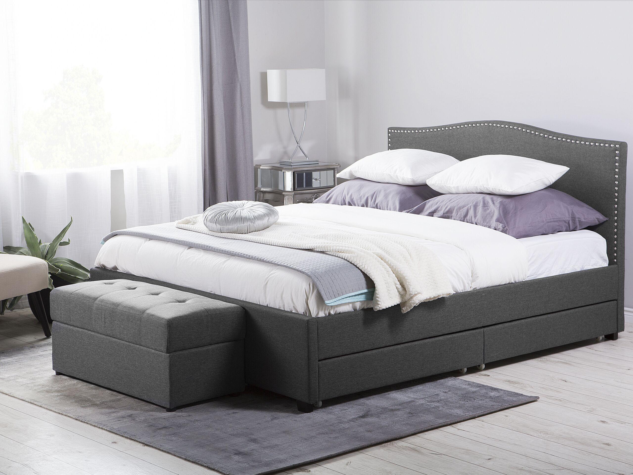 wohnli-moebel-suche-800000496303-1 POLSTERBETT 180/200cm Dunkelgrau Montpellier Textil Beliani Möbel > Betten > Polsterbetten Grau