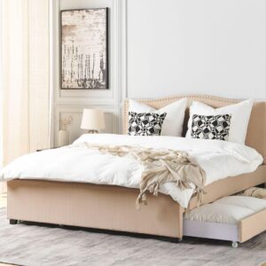 wohnli-moebel-suche-800000496306-1 POLSTERBETT 180/200cm Beige Montpellier Textil Beliani Möbel > Betten > Polsterbetten Beige