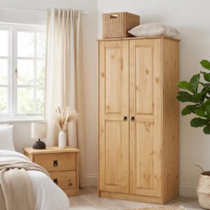 KLEIDERSCHRANK BARRIO natur Holz CARO-Möbel Möbel > Schränke > Kleiderschränke > Drehtürenschränke Braun
