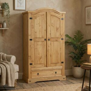 KLEIDERSCHRANK SALSA natur Holz CARO-Möbel Möbel > Schränke > Kleiderschränke > Drehtürenschränke Braun
