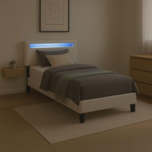 wohnli-moebel-suche-800000497934-1 POLSTERBETT MIT LED BENITO 90x200 cm weiß Textil CARO-Möbel Möbel > Betten > Polsterbetten Weiß
