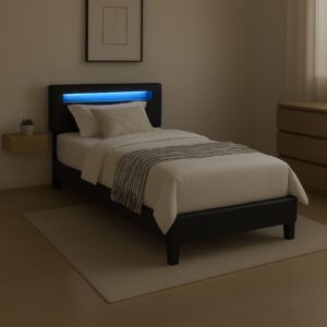 wohnli-moebel-suche-800000497937-1 POLSTERBETT MIT LED BENITO 90x200 cm schwarz Textil CARO-Möbel Möbel > Betten > Polsterbetten Schwarz