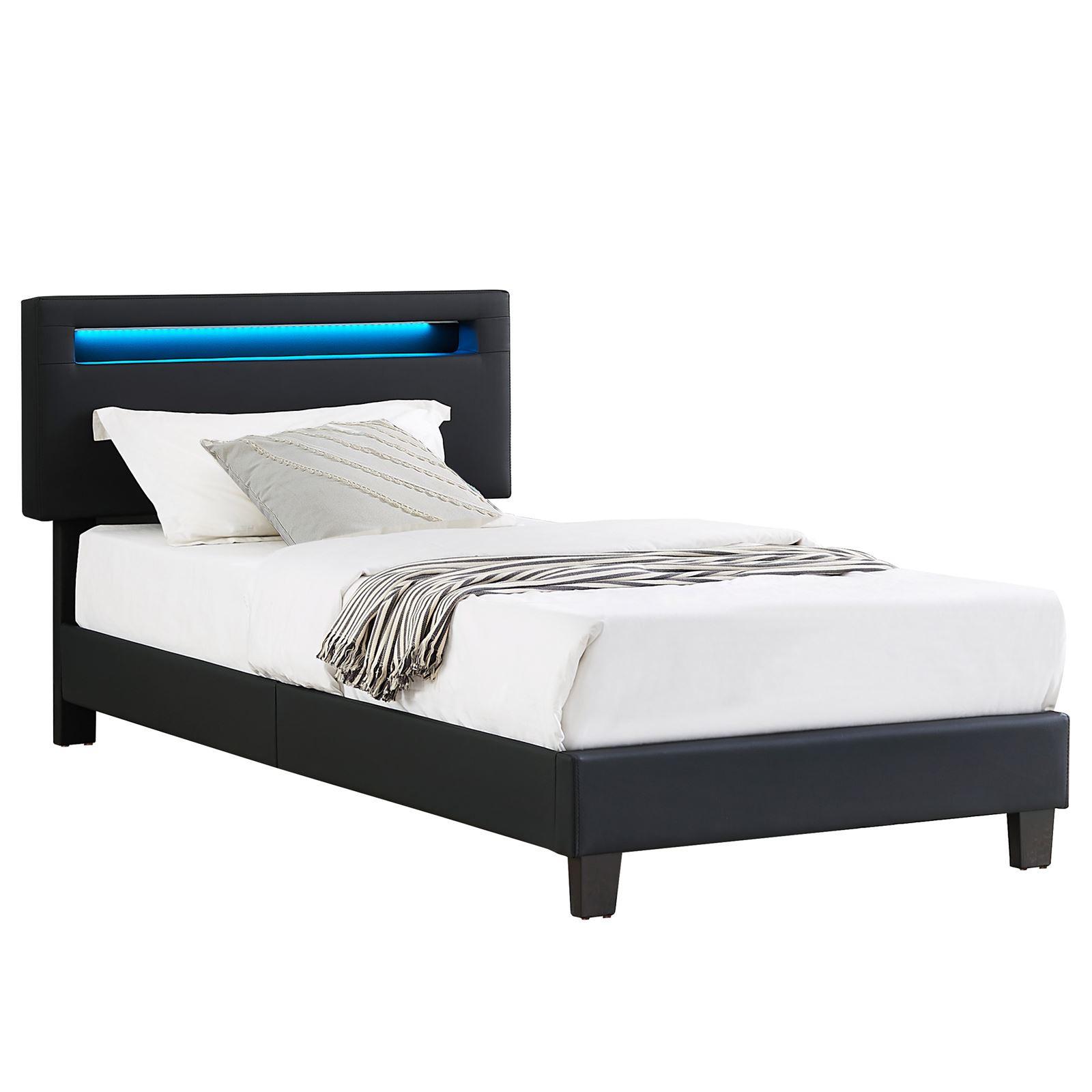 wohnli-moebel-suche-800000497937 Wohnli Möbelsuche - POLSTERBETT MIT LED BENITO 90x200 cm schwarz