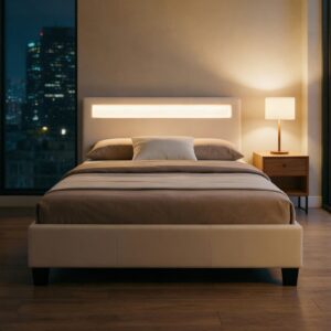 POLSTERBETT MIT LED MIRASOL 120x200 cm weiß Textil CARO-Möbel Möbel > Betten > Polsterbetten Weiß