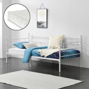 TAGESBETT Kerava mit Matratze Textil [en.casa] Möbel > Betten Weiß