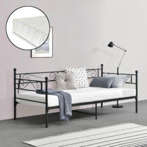 TAGESBETT Kerava mit Matratze Textil [en.casa] Möbel > Betten Schwarz