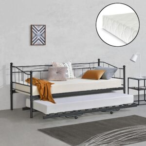 TAGESBETT Skutskär mit 2 Matratzen Textil [en.casa] Möbel > Betten Schwarz