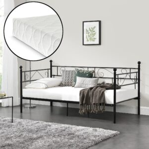 TAGESBETT Granada mit Matratze Textil [en.casa] Möbel > Betten Schwarz