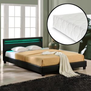 wohnli-moebel-suche-800000498955-1 POLSTERBETT Paris mit Matratze und LED-Beleuchtung Textil Corium Möbel > Betten > Polsterbetten Schwarz