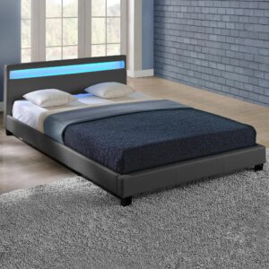 wohnli-moebel-suche-800000498974-1 POLSTERBETT Paris mit LED-Beleuchtung Textil Corium Möbel > Betten > Polsterbetten Grau