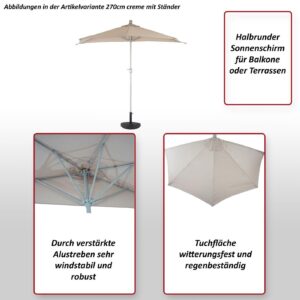 SONNENSCHIRM I HALBRUND UV 50+ Anthrazit Textil MCW Garten & Outdoor > Sonnen- & Sichtschutz > Sonnen- & Ampelschirme Anthrazit