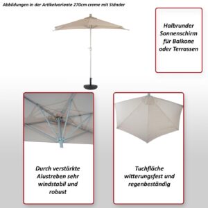 wohnli-moebel-suche-800000499475-1 SONNENSCHIRM I HALBRUND UV 50+ Cremeweiß Textil MCW Garten & Outdoor > Sonnen- & Sichtschutz > Sonnen- & Ampelschirme Weiß